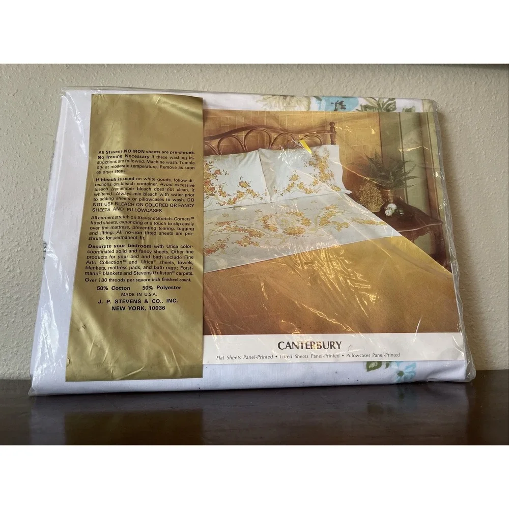 Vtg Stevens Utica‎ Pillowcases New in Package 60s 70s Canterbury Blue Flowers